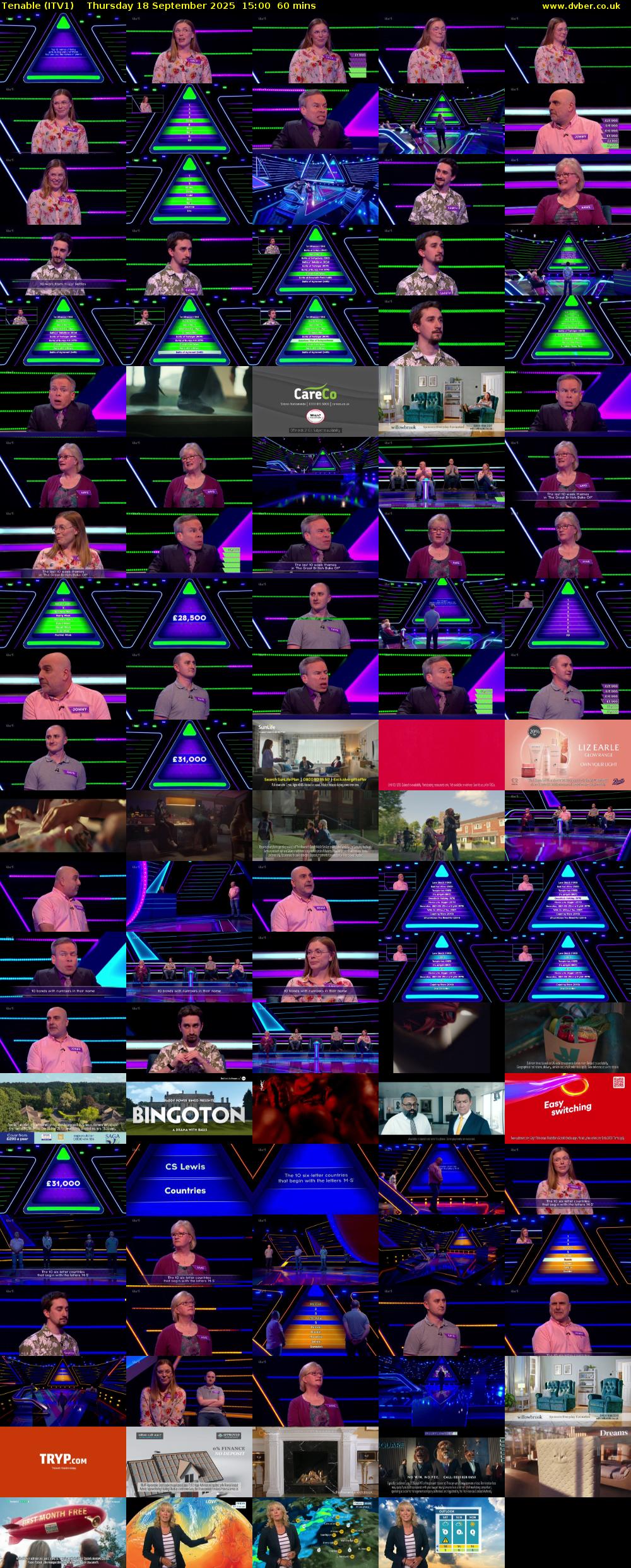 Tenable (ITV1) Thursday 18 September 2025 15:00 - 16:00