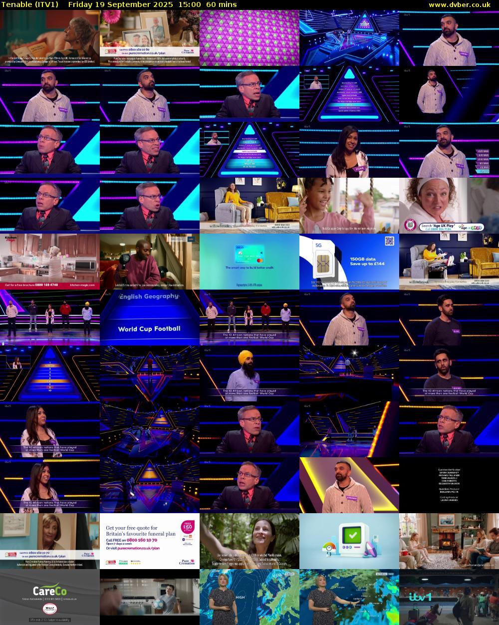 Tenable (ITV1) Friday 19 September 2025 15:00 - 16:00
