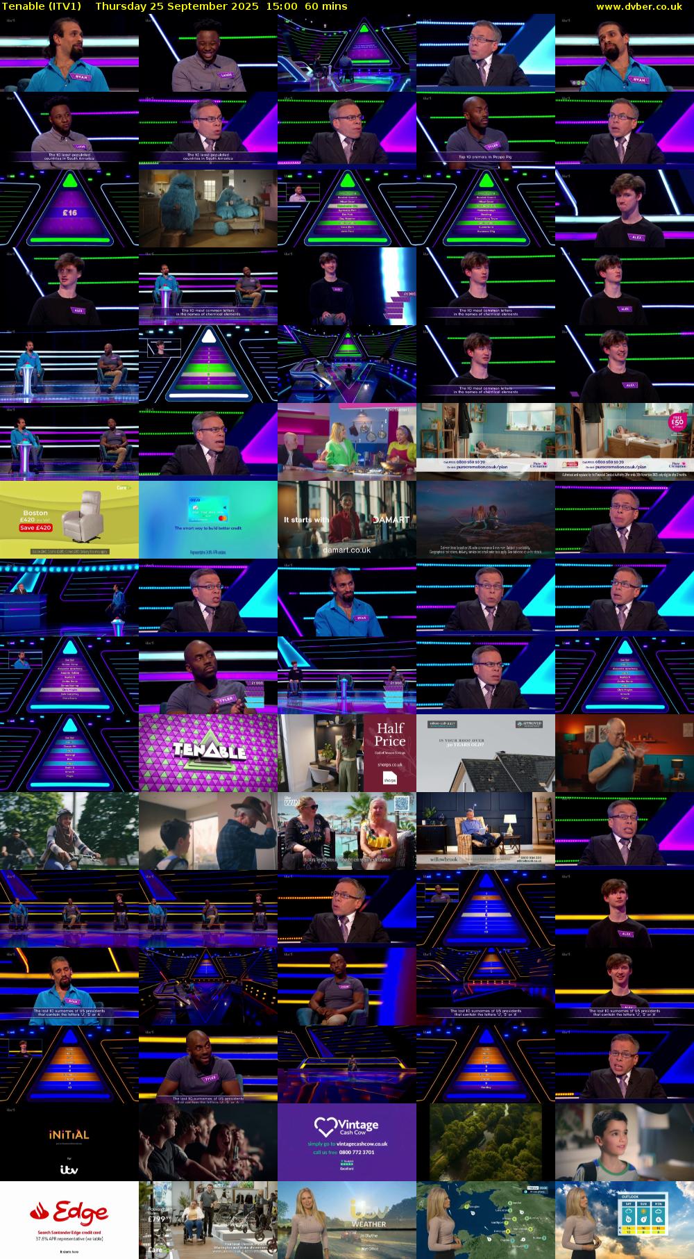 Tenable (ITV1) Thursday 25 September 2025 15:00 - 16:00