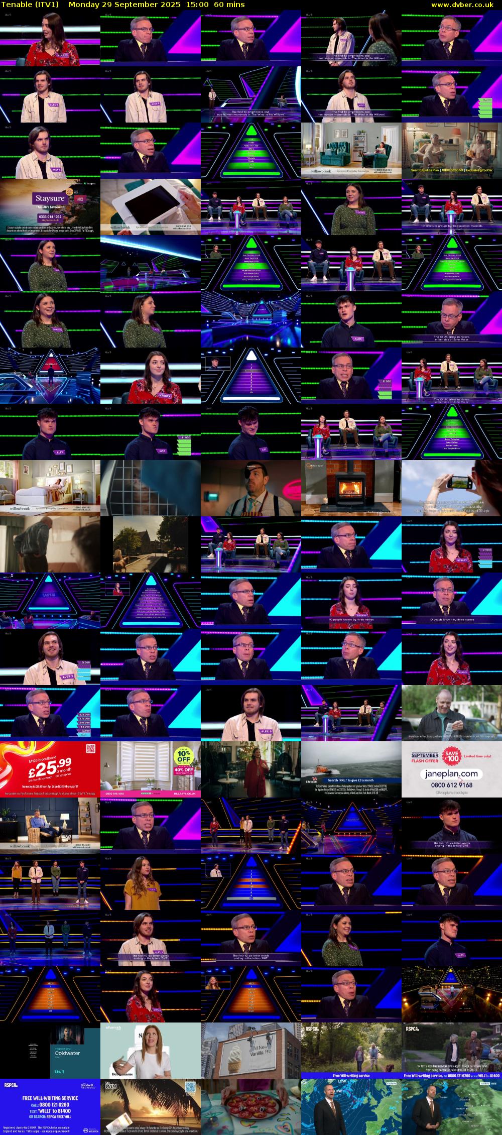 Tenable (ITV1) Monday 29 September 2025 15:00 - 16:00