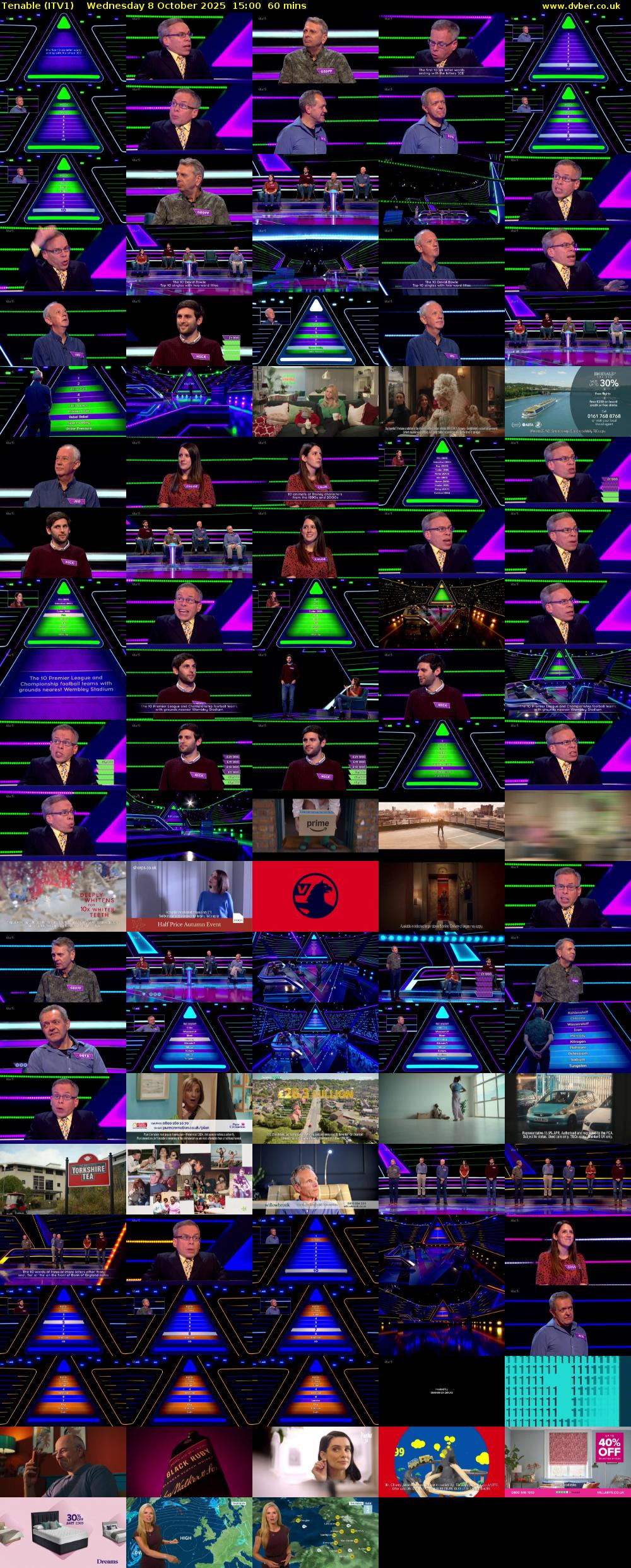 Tenable (ITV1) Wednesday 8 October 2025 15:00 - 16:00