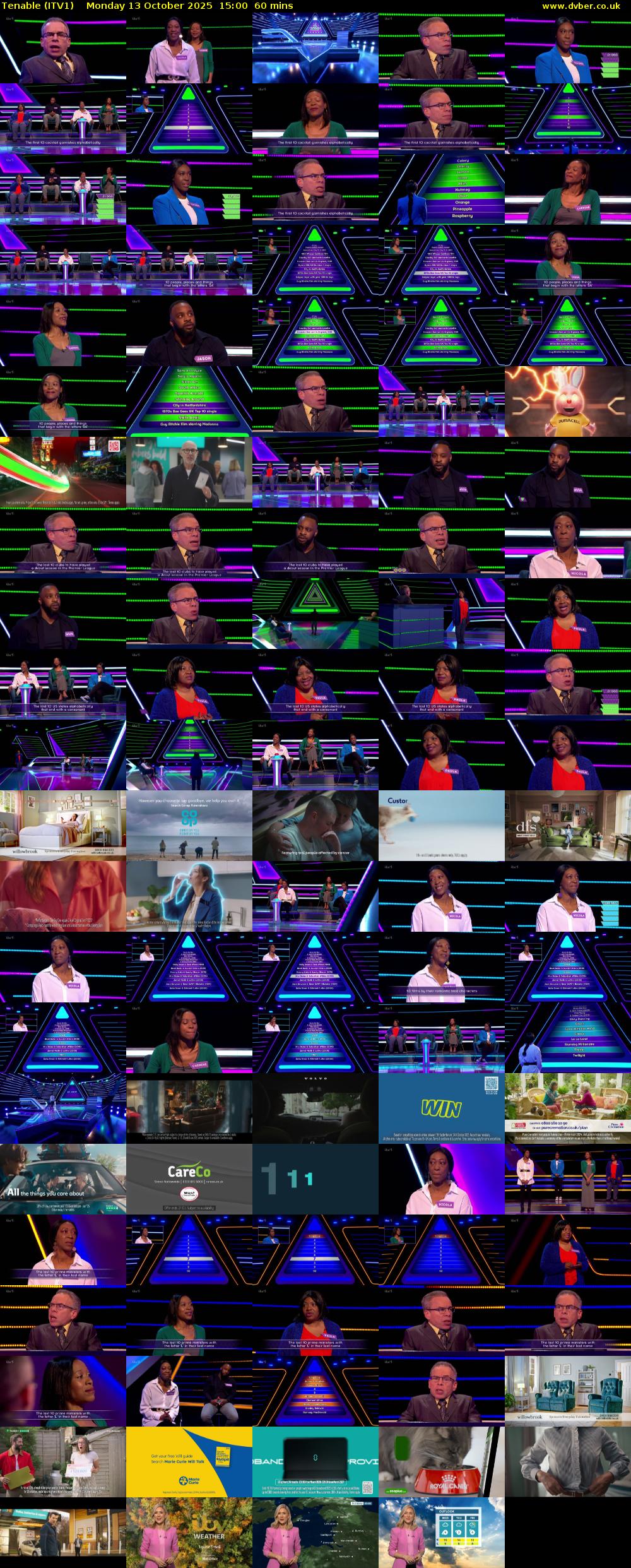Tenable (ITV1) Monday 13 October 2025 15:00 - 16:00
