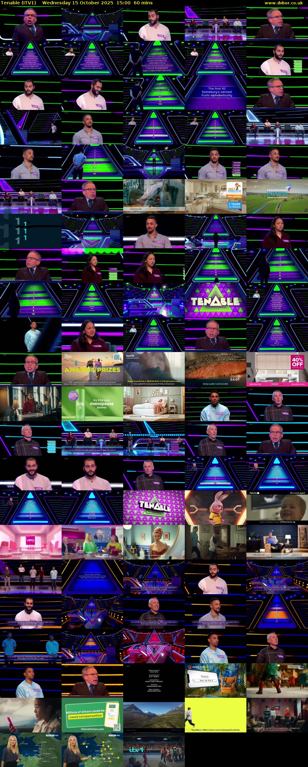 Tenable (ITV1) Wednesday 15 October 2025 15:00 - 16:00
