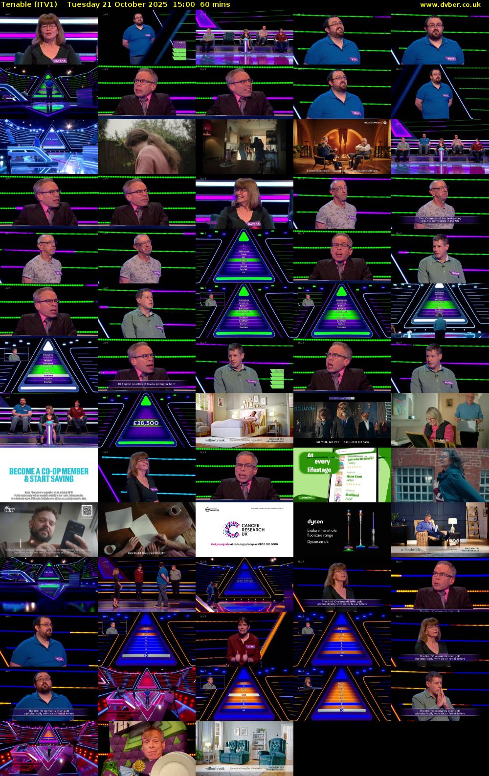 Tenable (ITV1) Tuesday 21 October 2025 15:00 - 16:00