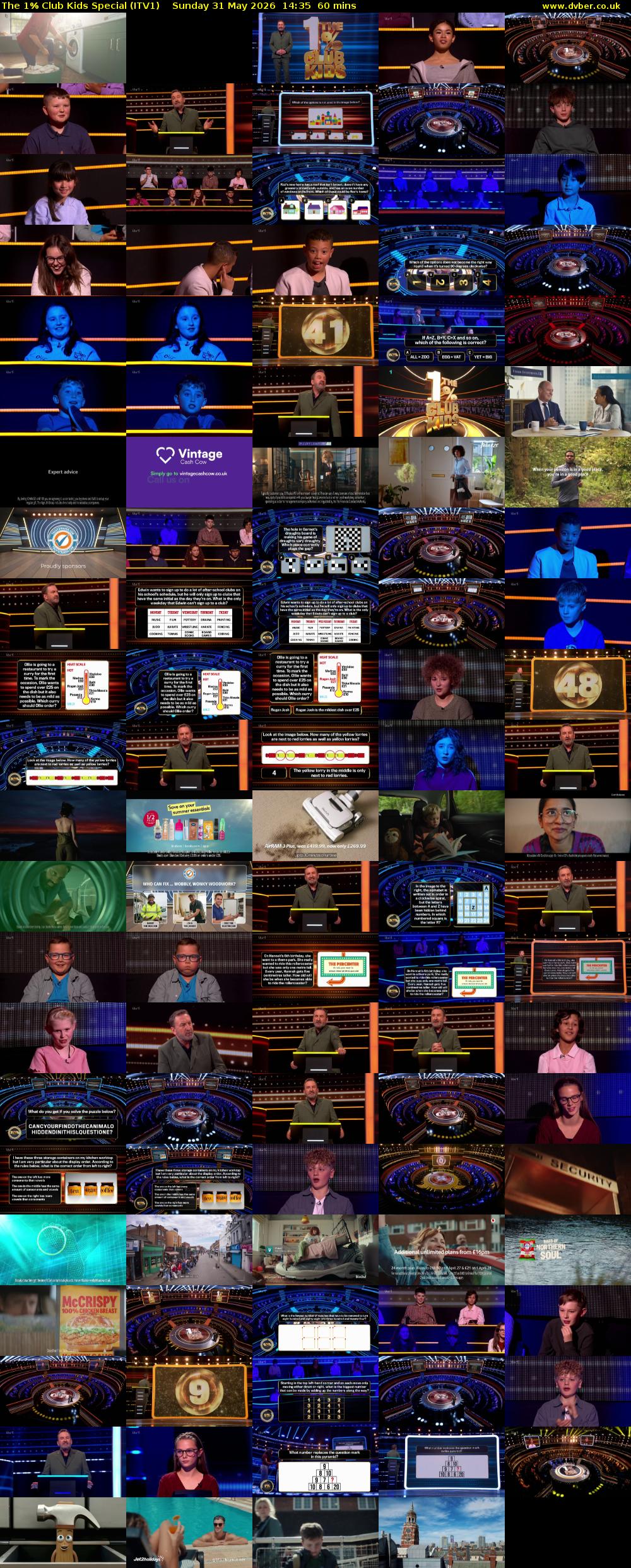 The 1% Club Kids Special (ITV1) Sunday 31 May 2026 14:35 - 15:35
