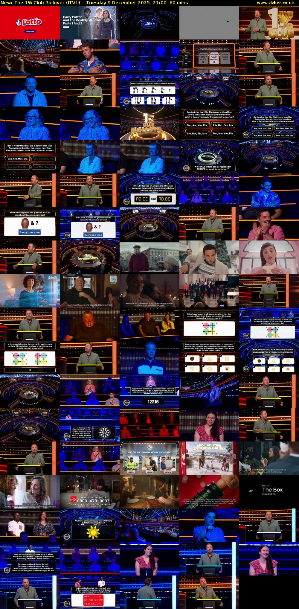 The 1% Club Rollover (ITV1) Tuesday 9 December 2025 21:00 - 22:00