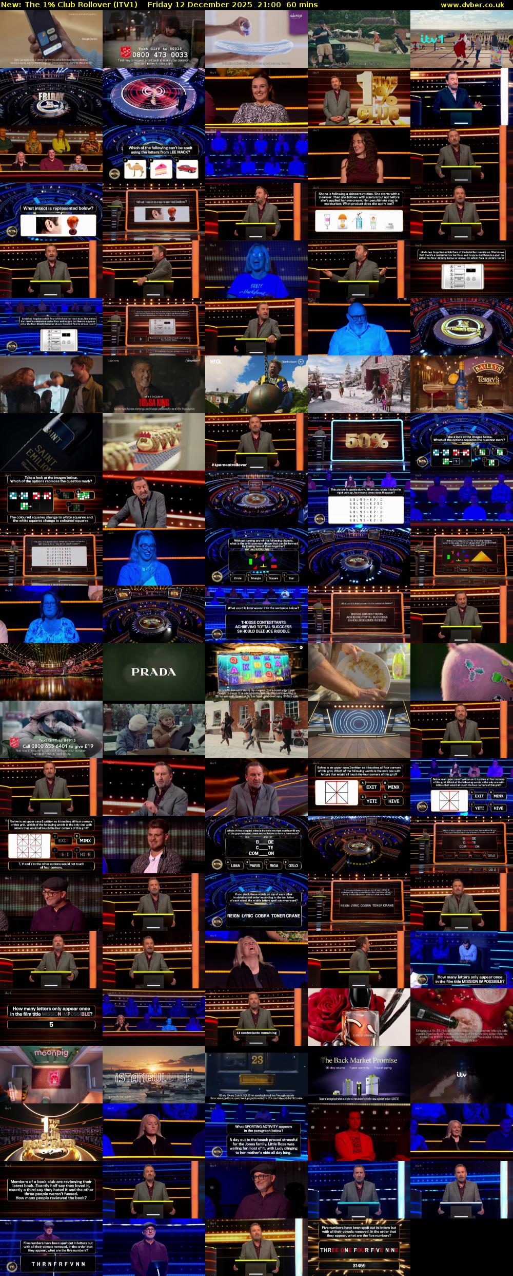 The 1% Club Rollover (ITV1) Friday 12 December 2025 21:00 - 22:00