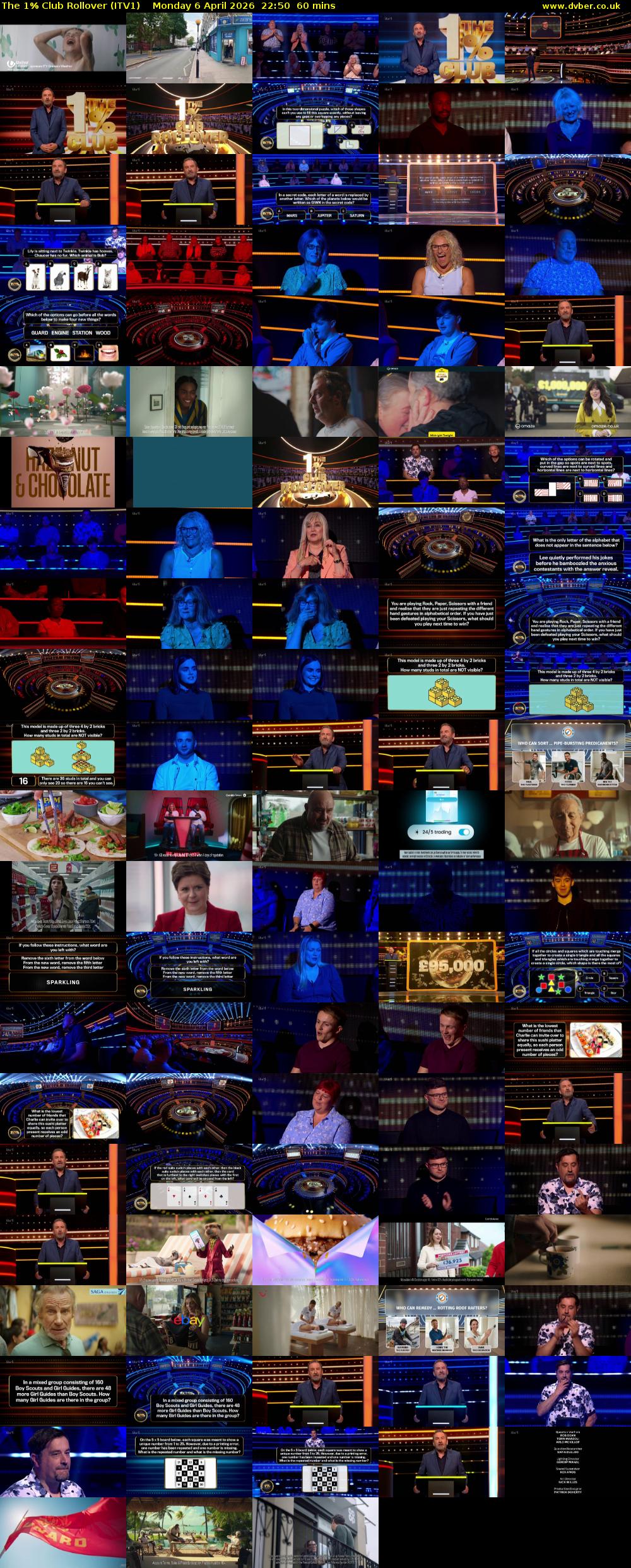 The 1% Club Rollover (ITV1) Monday 6 April 2026 22:50 - 23:50