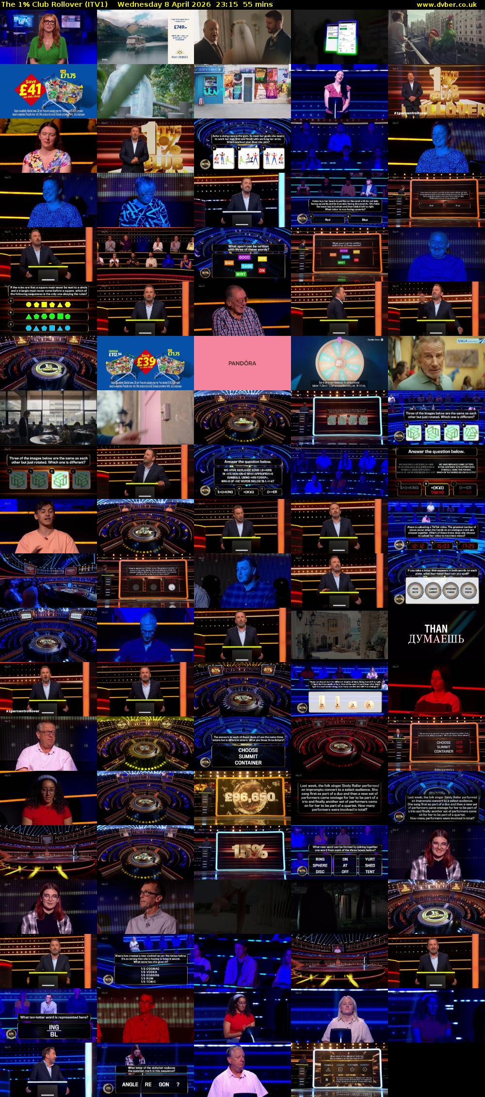 The 1% Club Rollover (ITV1) Wednesday 8 April 2026 23:15 - 00:10