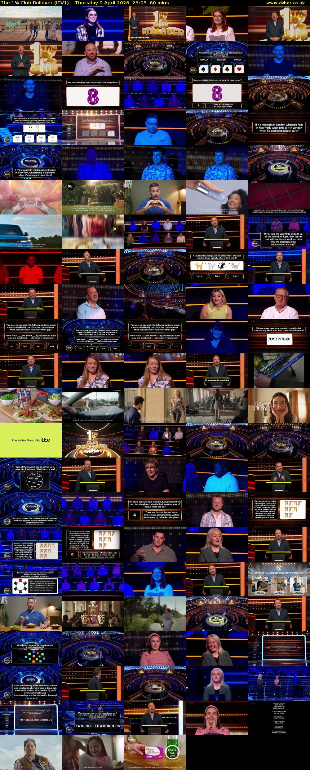 The 1% Club Rollover (ITV1) Thursday 9 April 2026 23:05 - 00:05