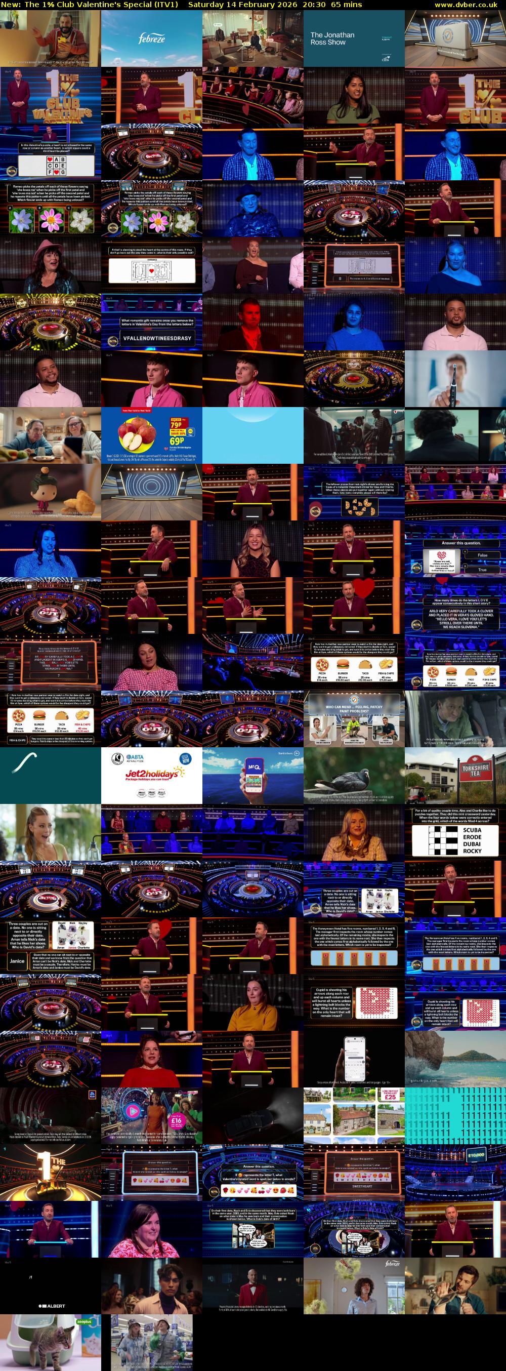 The 1% Club Valentine's Special (ITV1) Saturday 14 February 2026 20:30 - 21:35