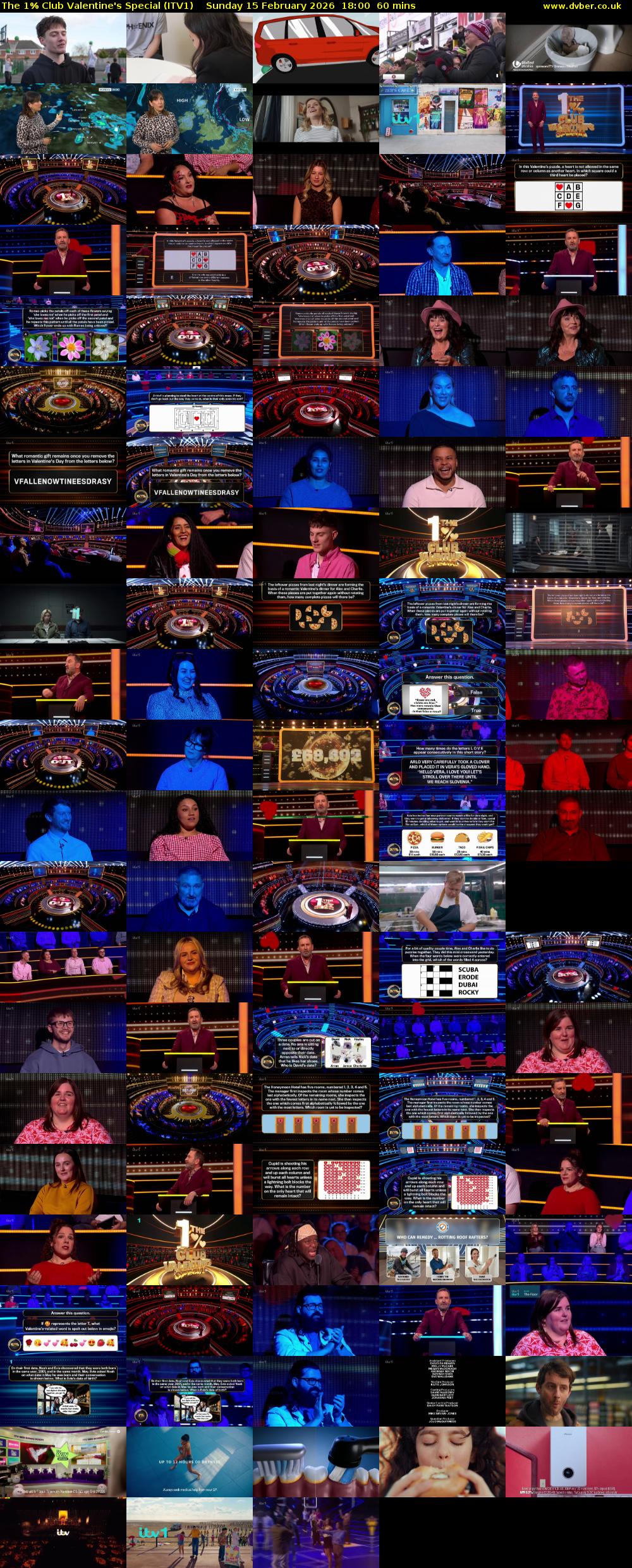 The 1% Club Valentine's Special (ITV1) Sunday 15 February 2026 18:00 - 19:00