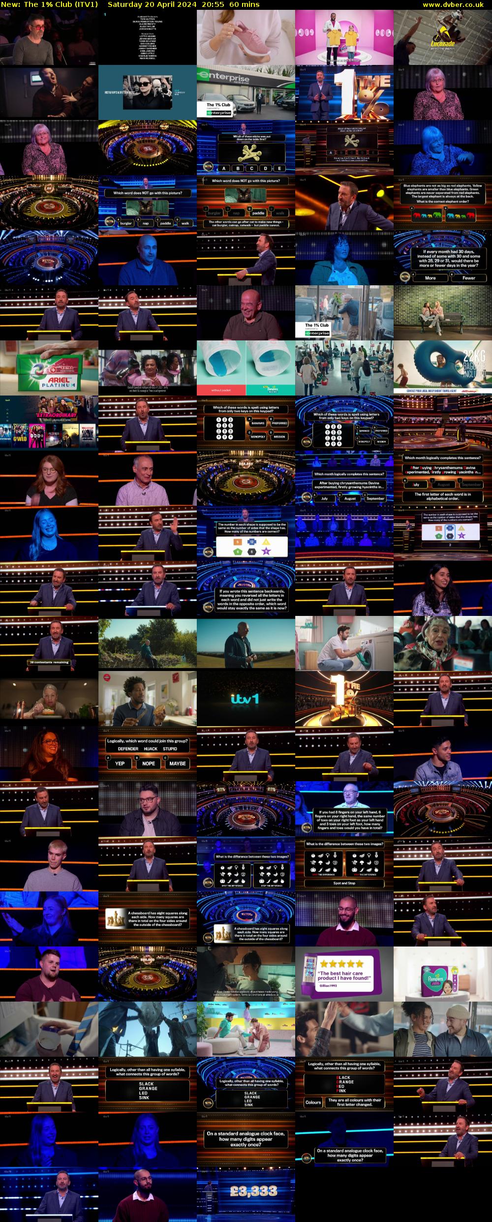 The 1% Club (ITV1) Saturday 20 April 2024 20:55 - 21:55