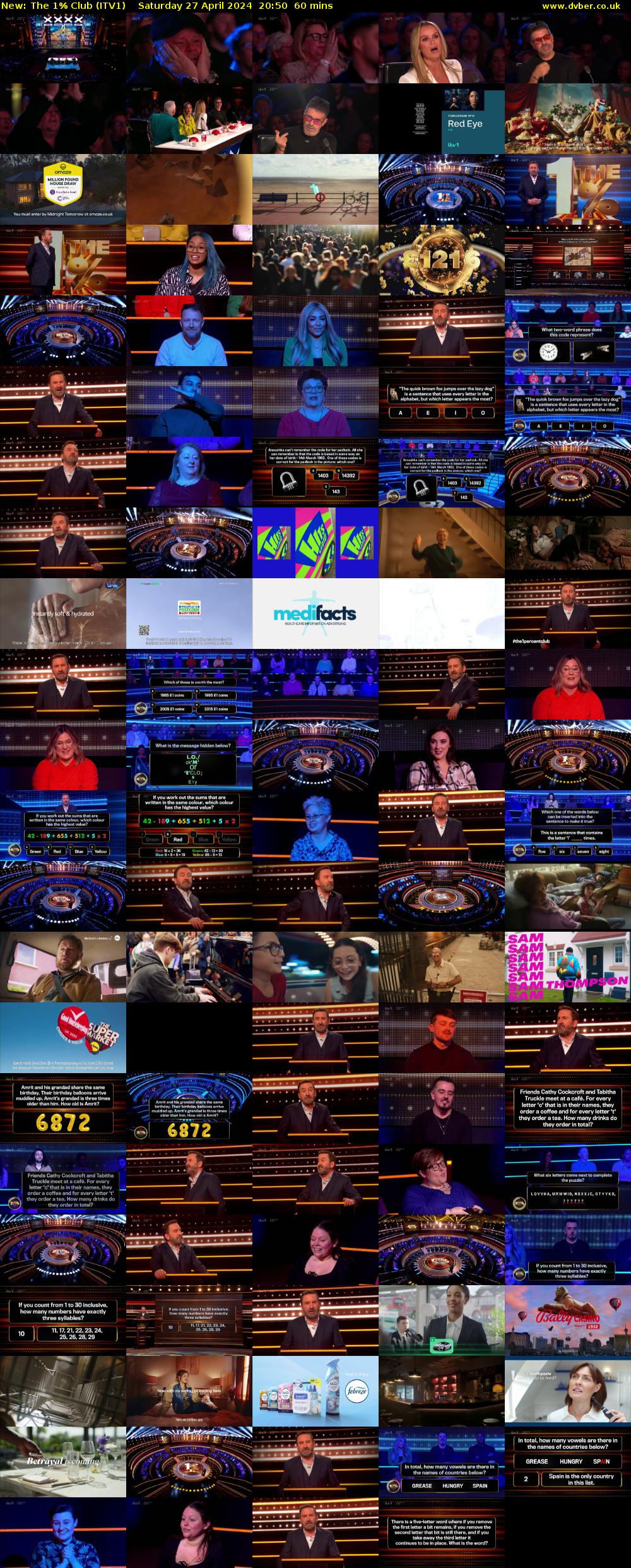 The 1% Club (ITV1) Saturday 27 April 2024 20:50 - 21:50
