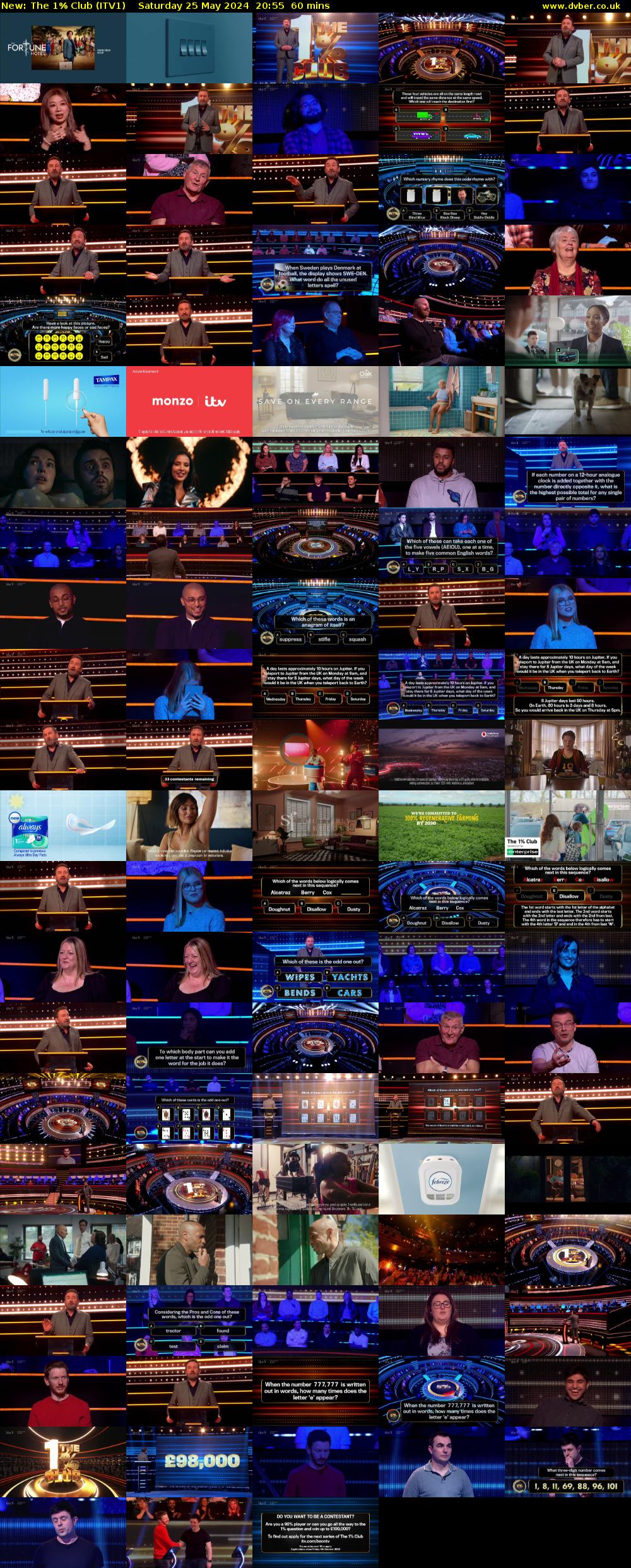 The 1% Club (ITV1) Saturday 25 May 2024 20:55 - 21:55