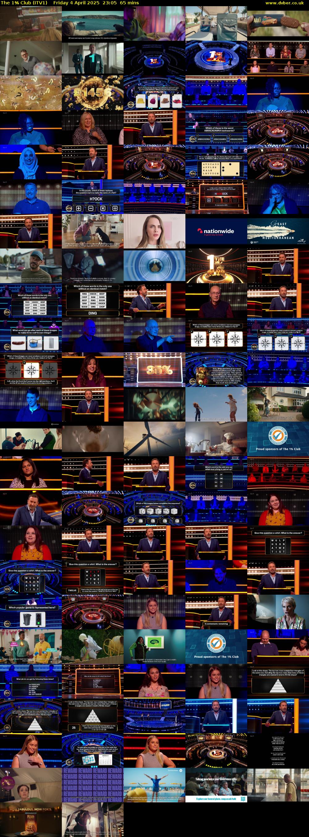 The 1% Club (ITV1) Friday 4 April 2025 23:05 - 00:10