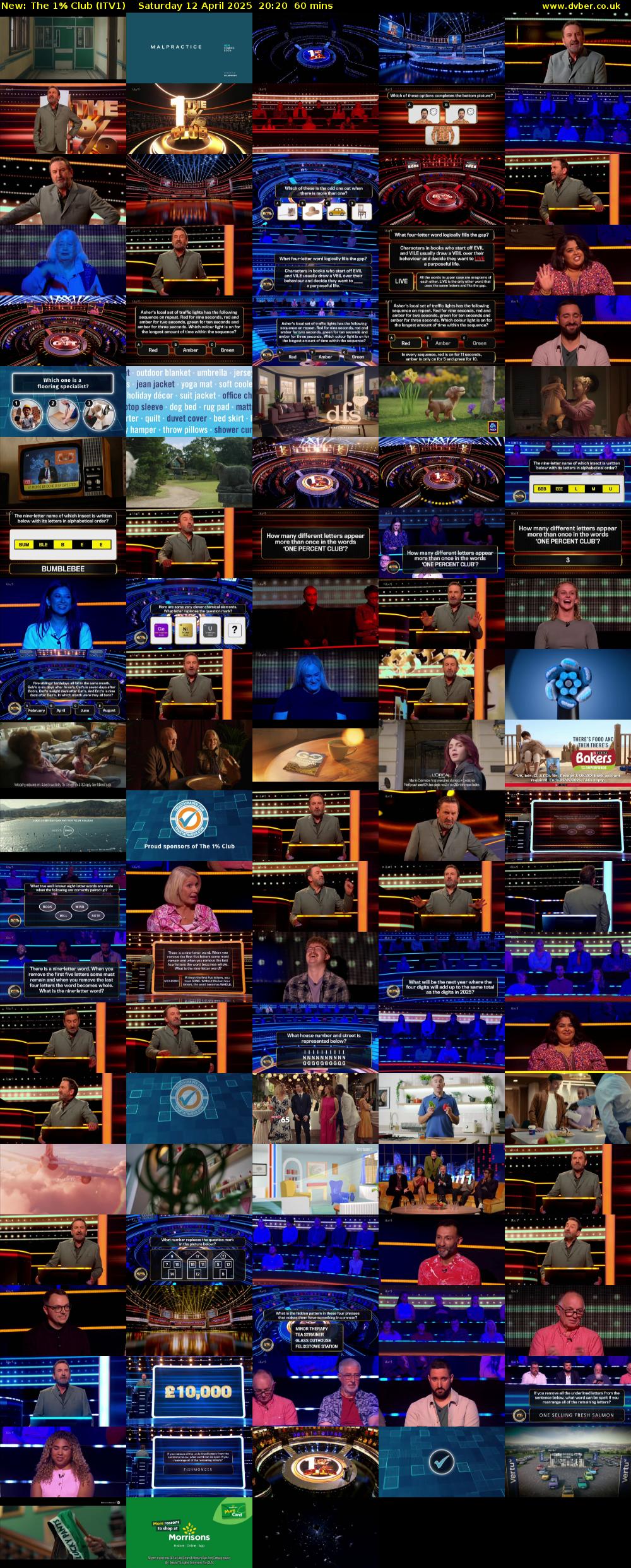 The 1% Club (ITV1) Saturday 12 April 2025 20:20 - 21:20