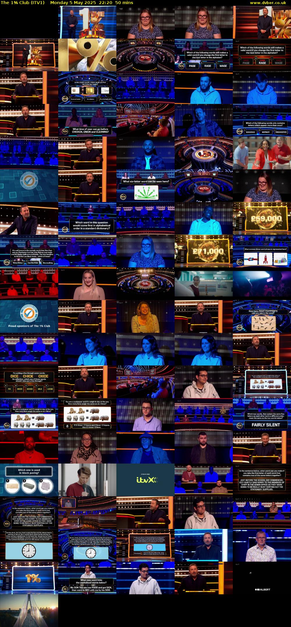 The 1% Club (ITV1) Monday 5 May 2025 22:20 - 23:10