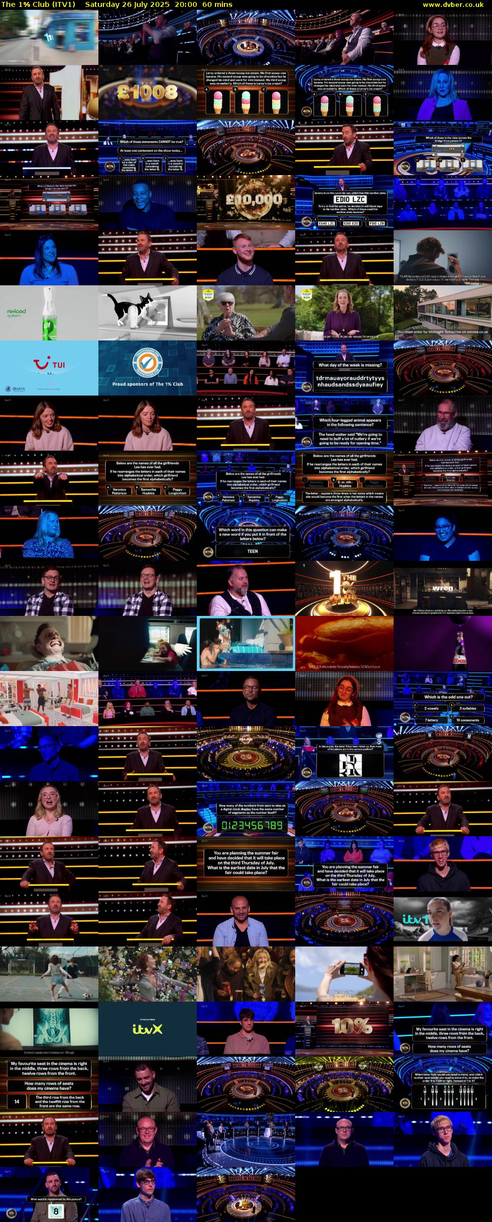 The 1% Club (ITV1) Saturday 26 July 2025 20:00 - 21:00