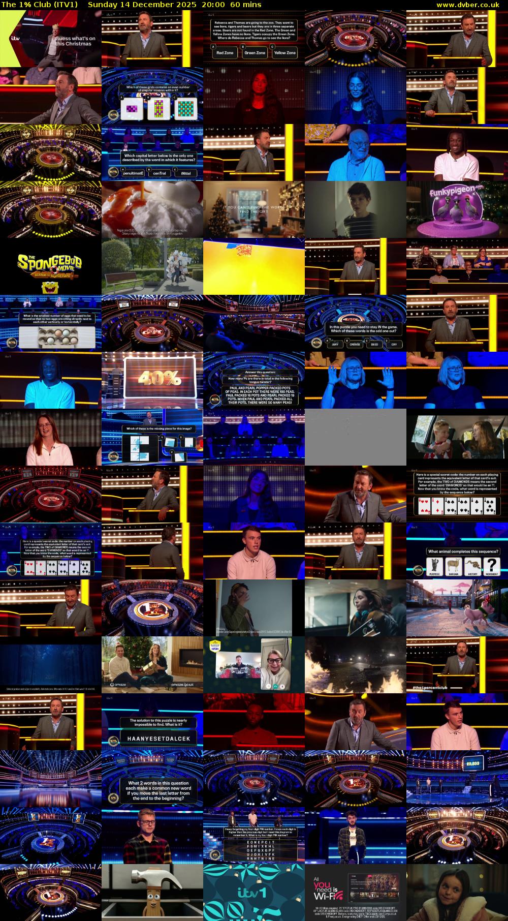 The 1% Club (ITV1) Sunday 14 December 2025 20:00 - 21:00