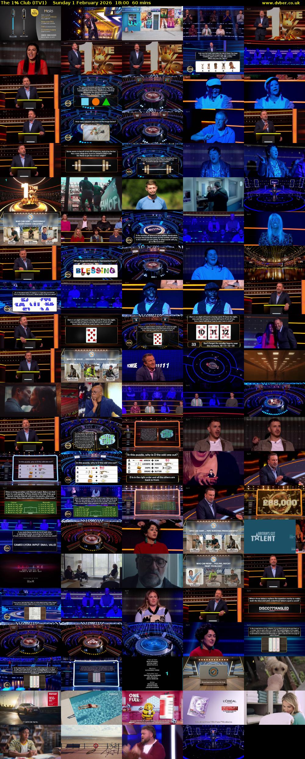 The 1% Club (ITV1) Sunday 1 February 2026 18:00 - 19:00