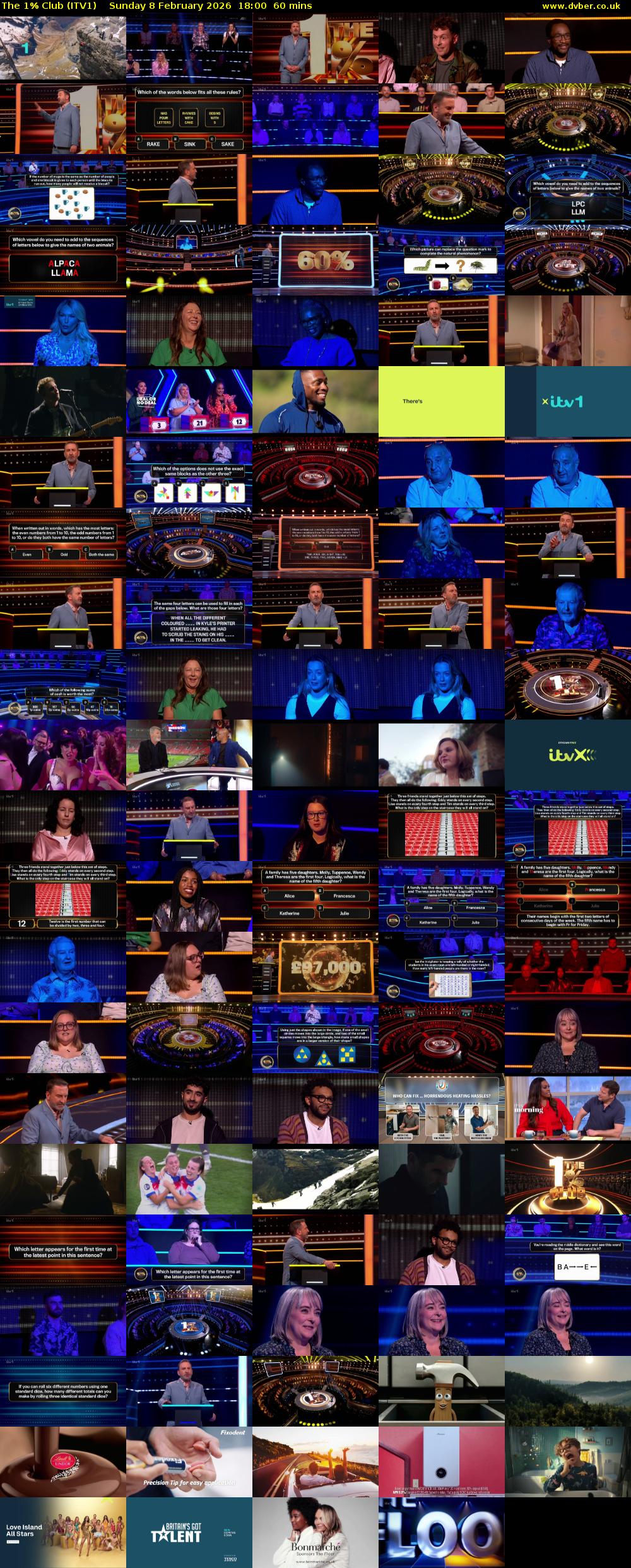 The 1% Club (ITV1) Sunday 8 February 2026 18:00 - 19:00
