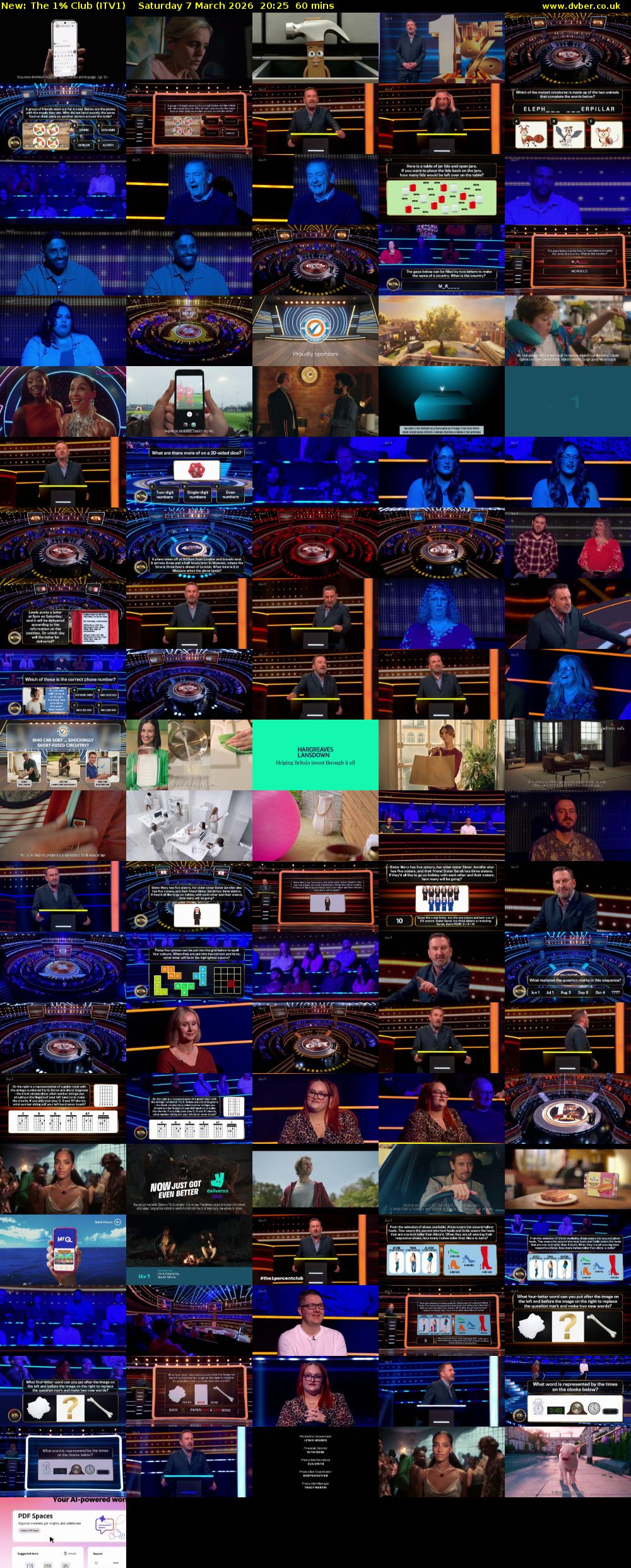 The 1% Club (ITV1) Saturday 7 March 2026 20:25 - 21:25