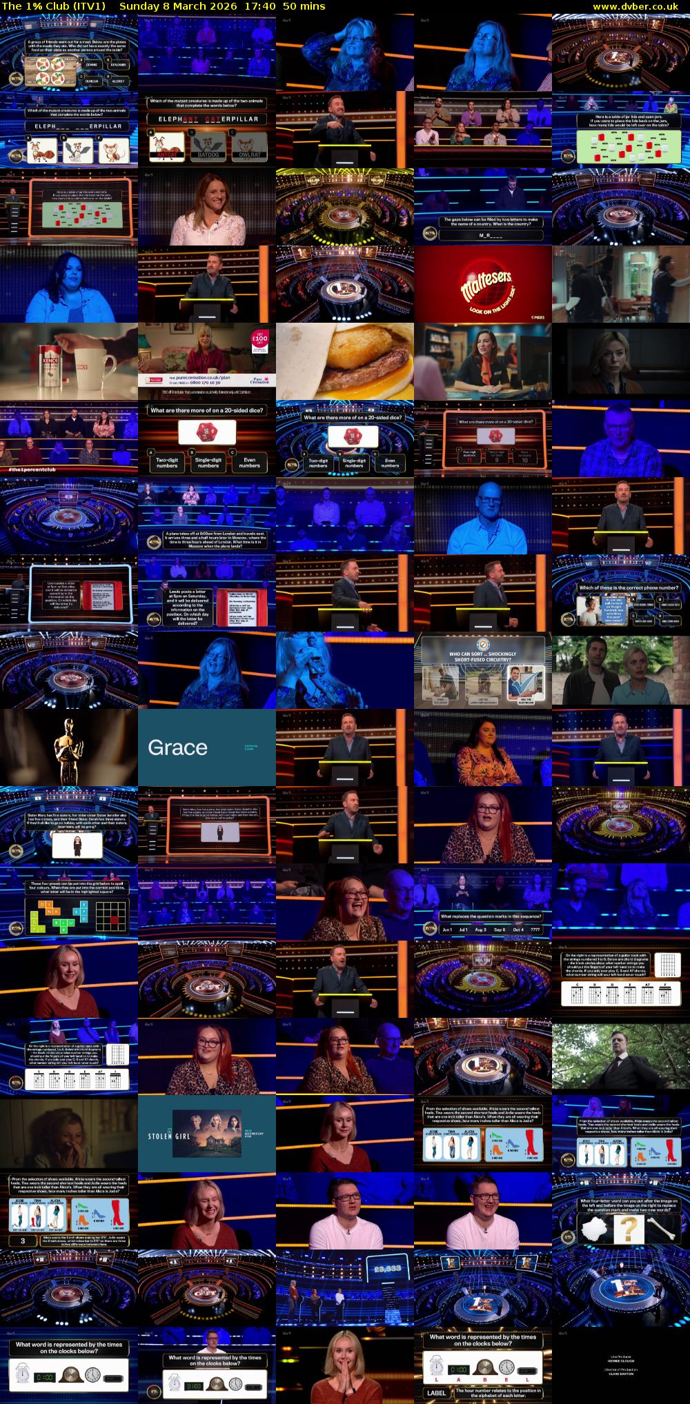 The 1% Club (ITV1) Sunday 8 March 2026 17:40 - 18:30