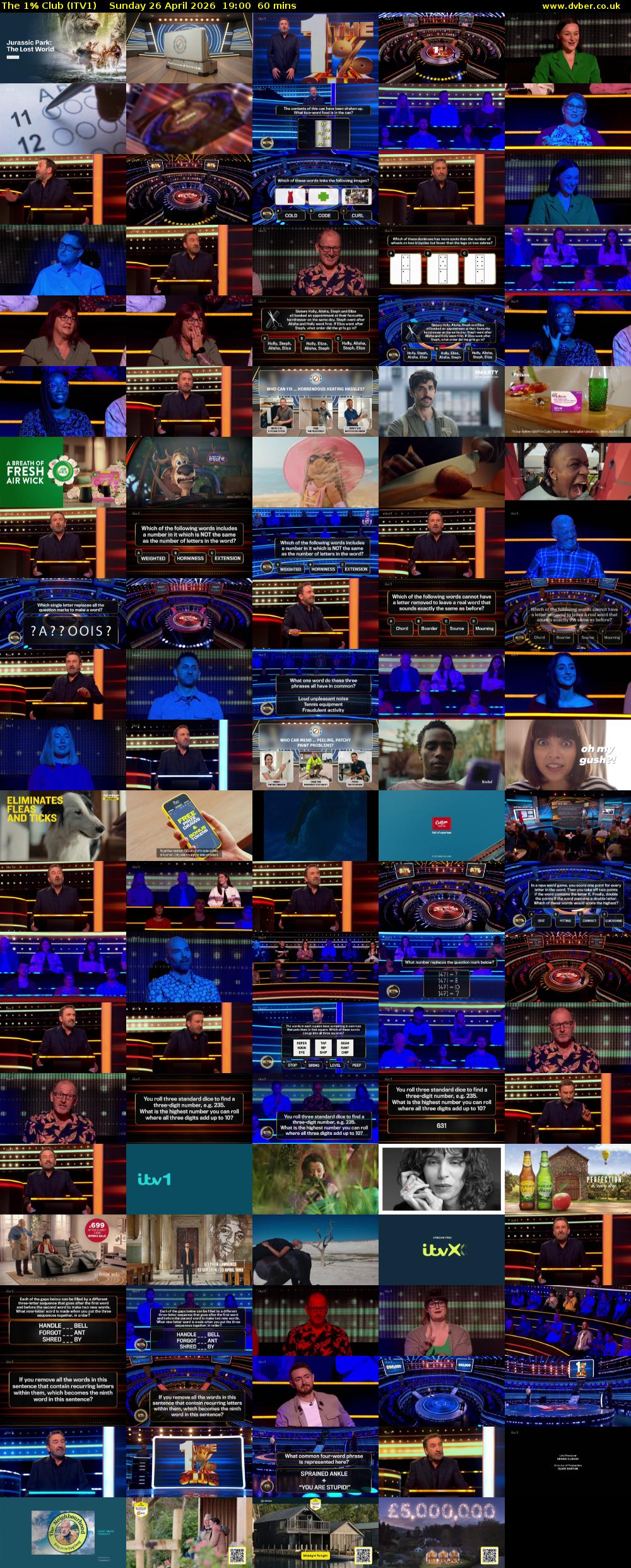 The 1% Club (ITV1) Sunday 26 April 2026 19:00 - 20:00
