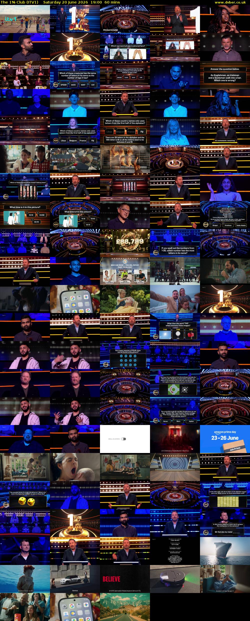The 1% Club (ITV1) Saturday 20 June 2026 19:00 - 20:00