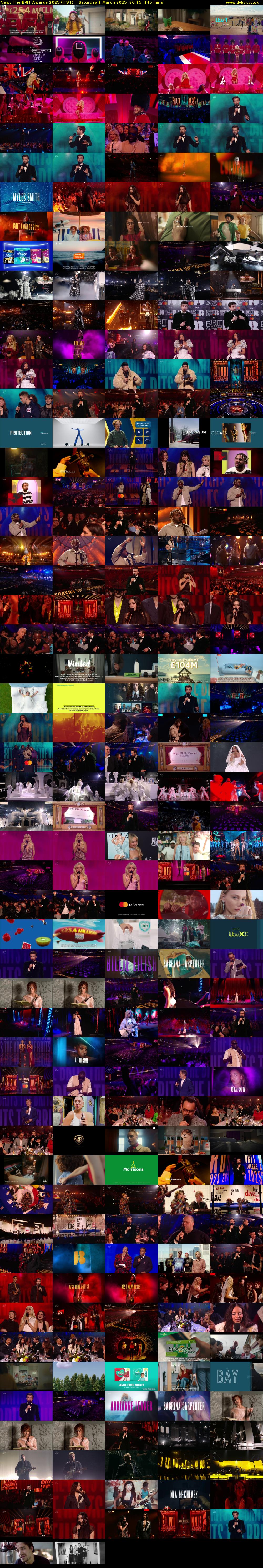 The BRIT Awards 2025 (ITV1) Saturday 1 March 2025 20:15 - 22:40