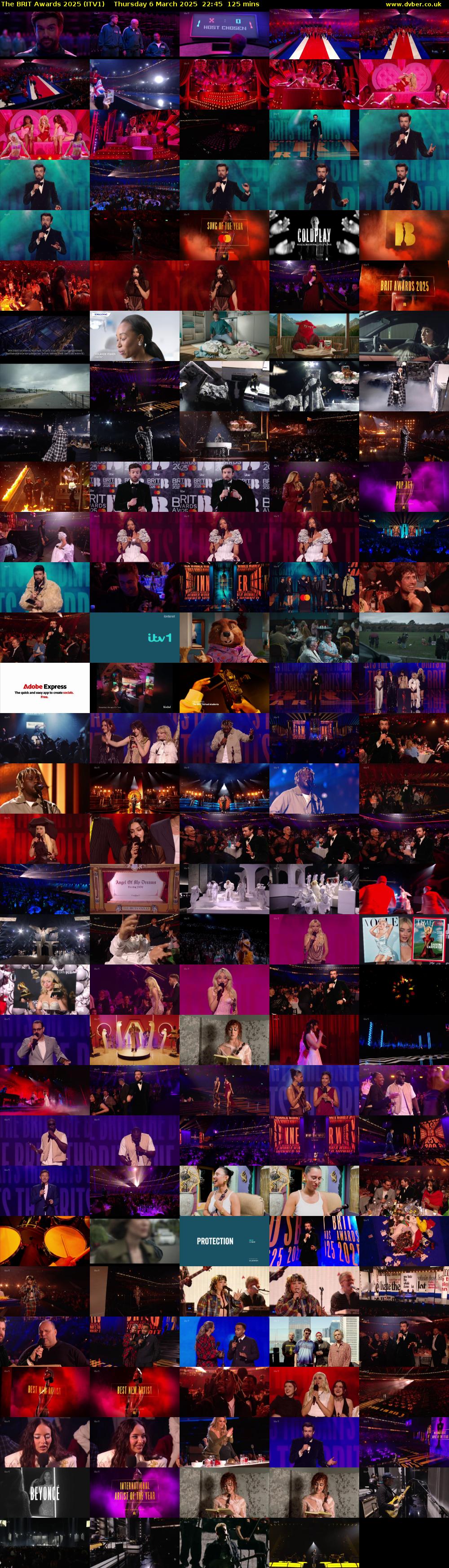 The BRIT Awards 2025 (ITV1) Thursday 6 March 2025 22:45 - 00:50