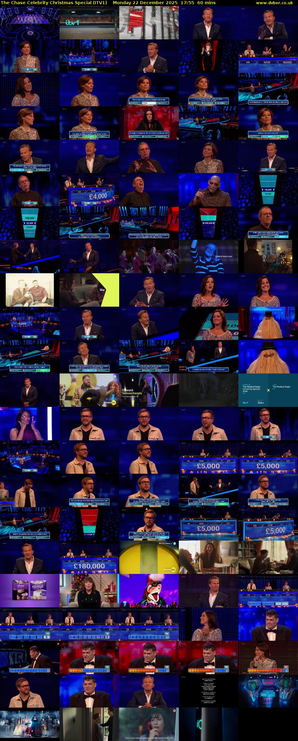 The Chase Celebrity Christmas Special (ITV1) Monday 22 December 2025 17:55 - 18:55