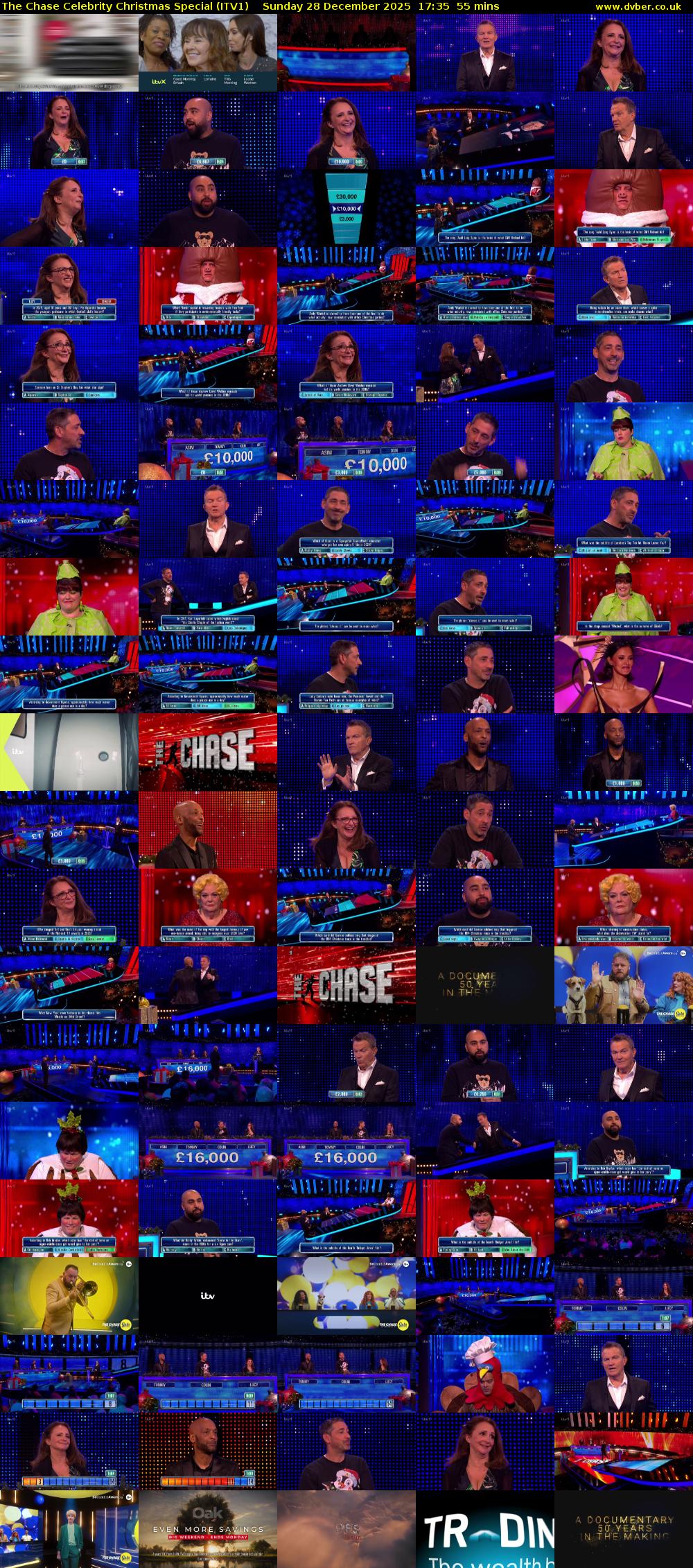 The Chase Celebrity Christmas Special (ITV1) Sunday 28 December 2025 17:35 - 18:30