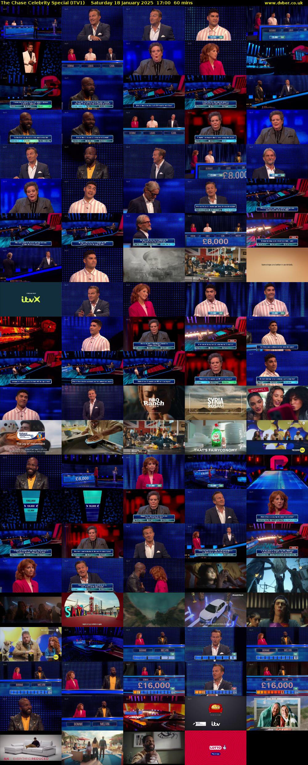 The Chase Celebrity Special (ITV1) Saturday 18 January 2025 17:00 - 18:00