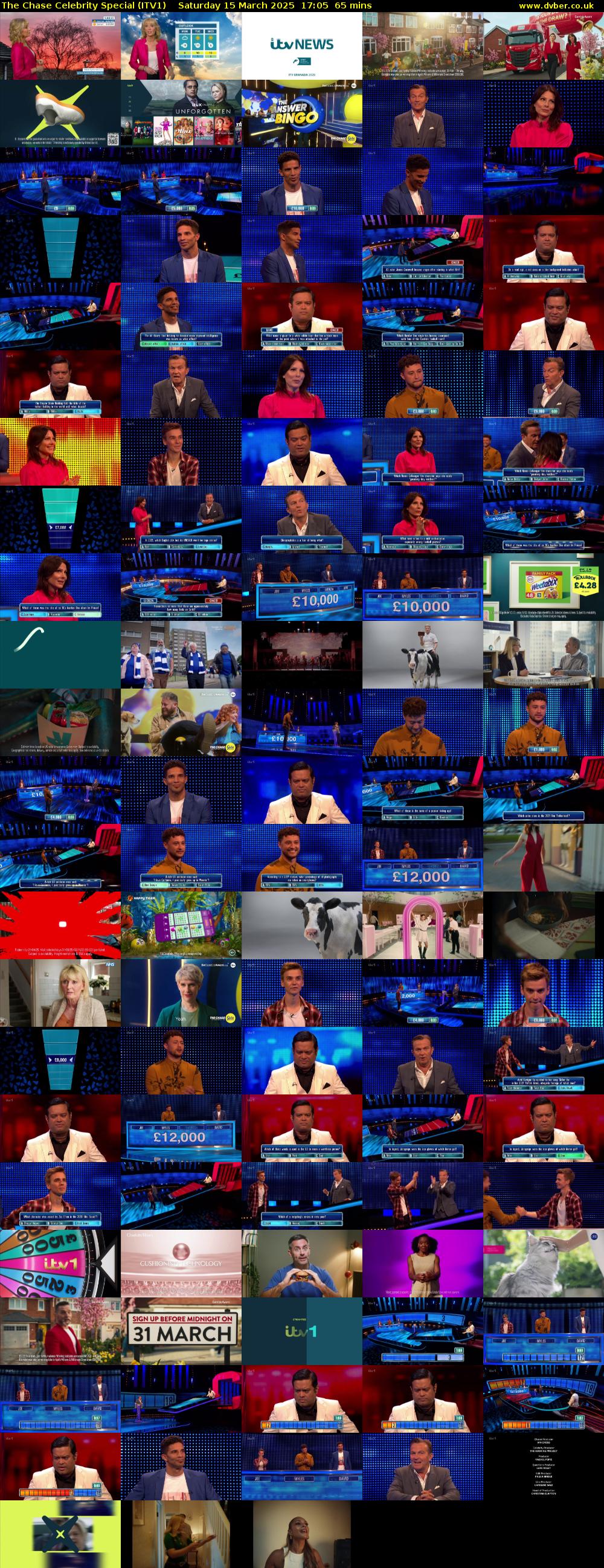 The Chase Celebrity Special (ITV1) Saturday 15 March 2025 17:05 - 18:10