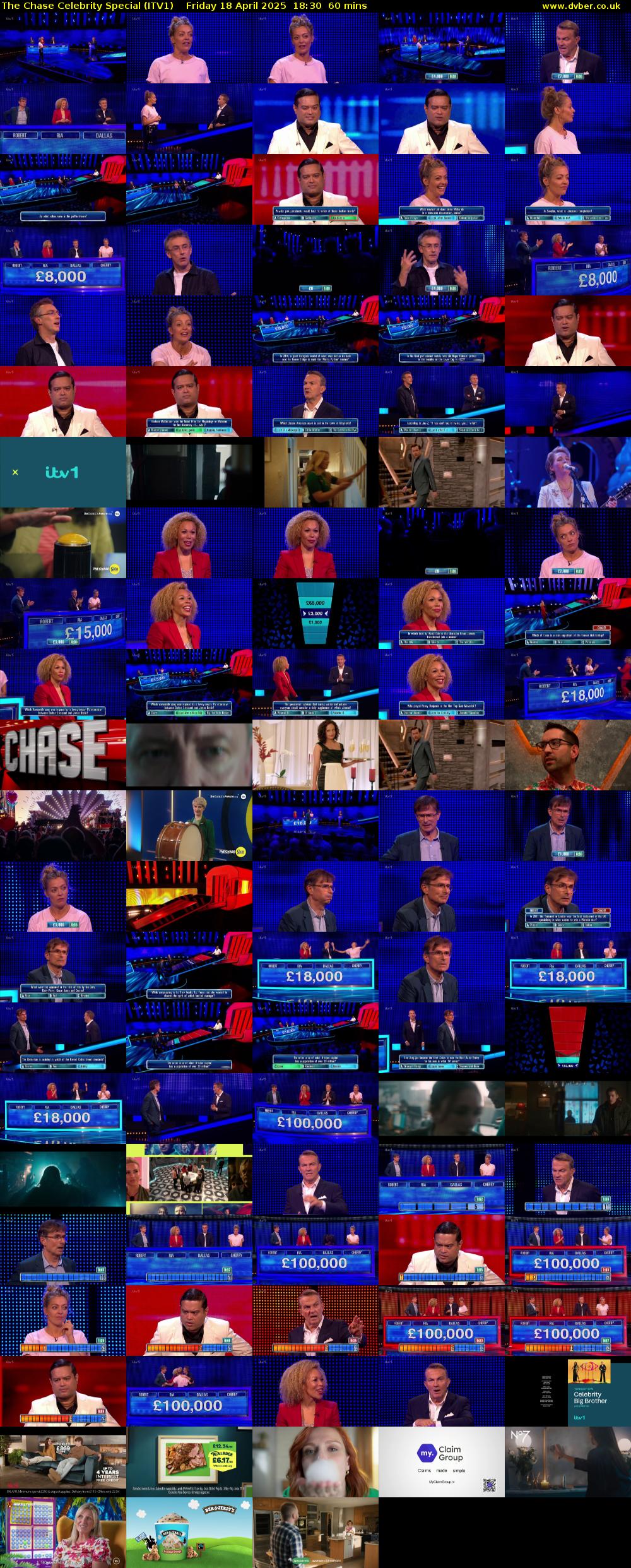 The Chase Celebrity Special (ITV1) Friday 18 April 2025 18:30 - 19:30