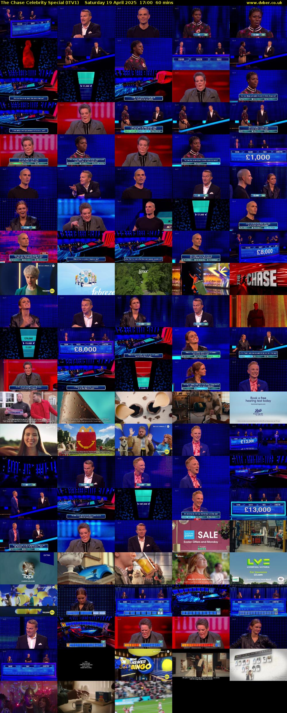 The Chase Celebrity Special (ITV1) Saturday 19 April 2025 17:00 - 18:00