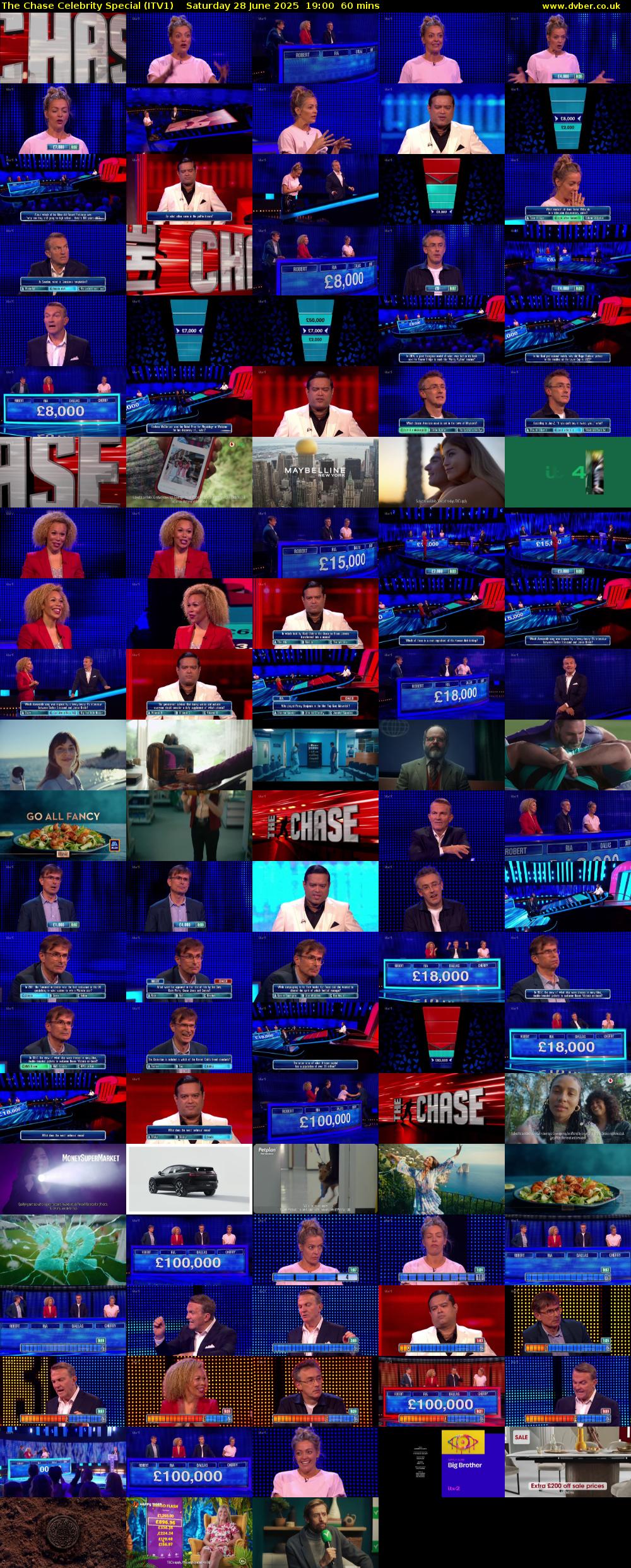The Chase Celebrity Special (ITV1) Saturday 28 June 2025 19:00 - 20:00
