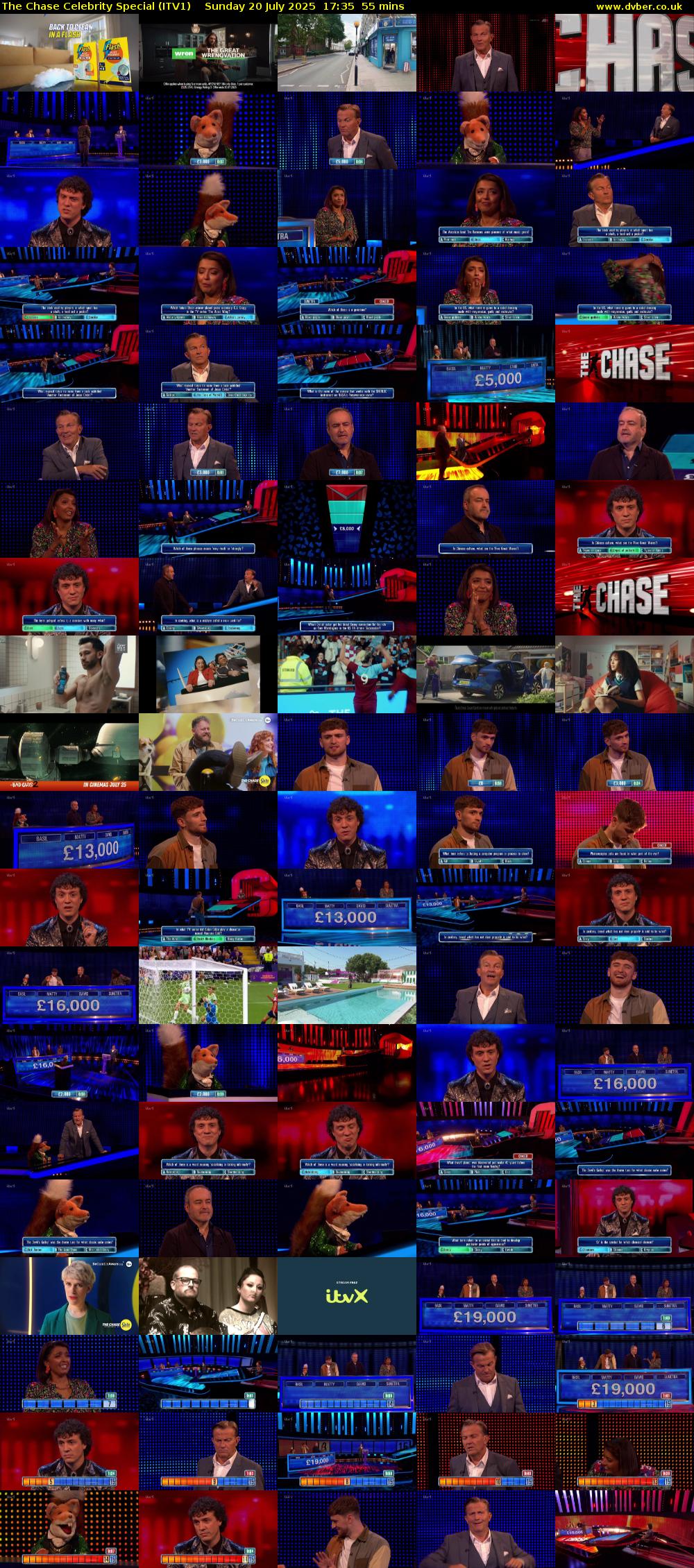 The Chase Celebrity Special (ITV1) Sunday 20 July 2025 17:35 - 18:30
