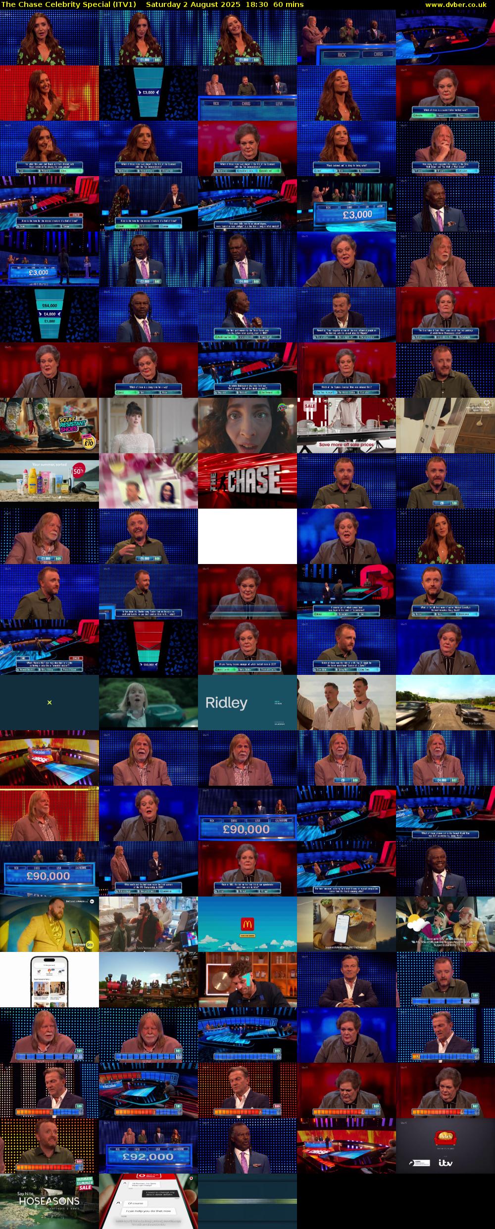 The Chase Celebrity Special (ITV1) Saturday 2 August 2025 18:30 - 19:30