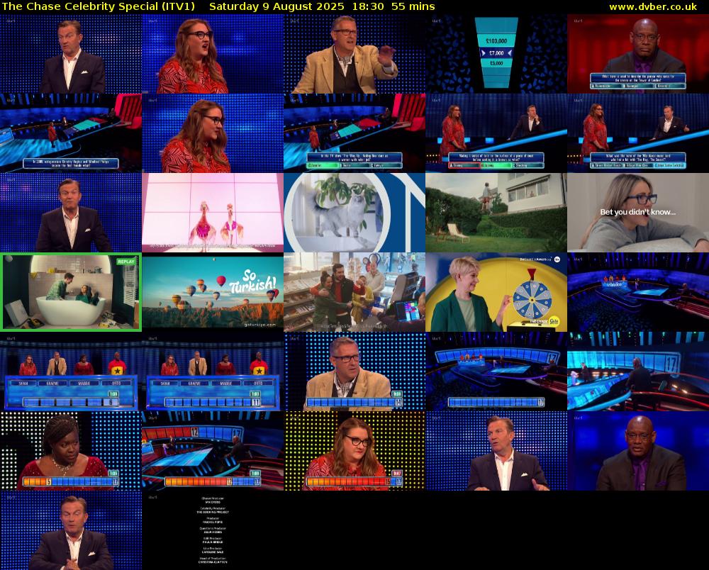 The Chase Celebrity Special (ITV1) Saturday 9 August 2025 18:30 - 19:25