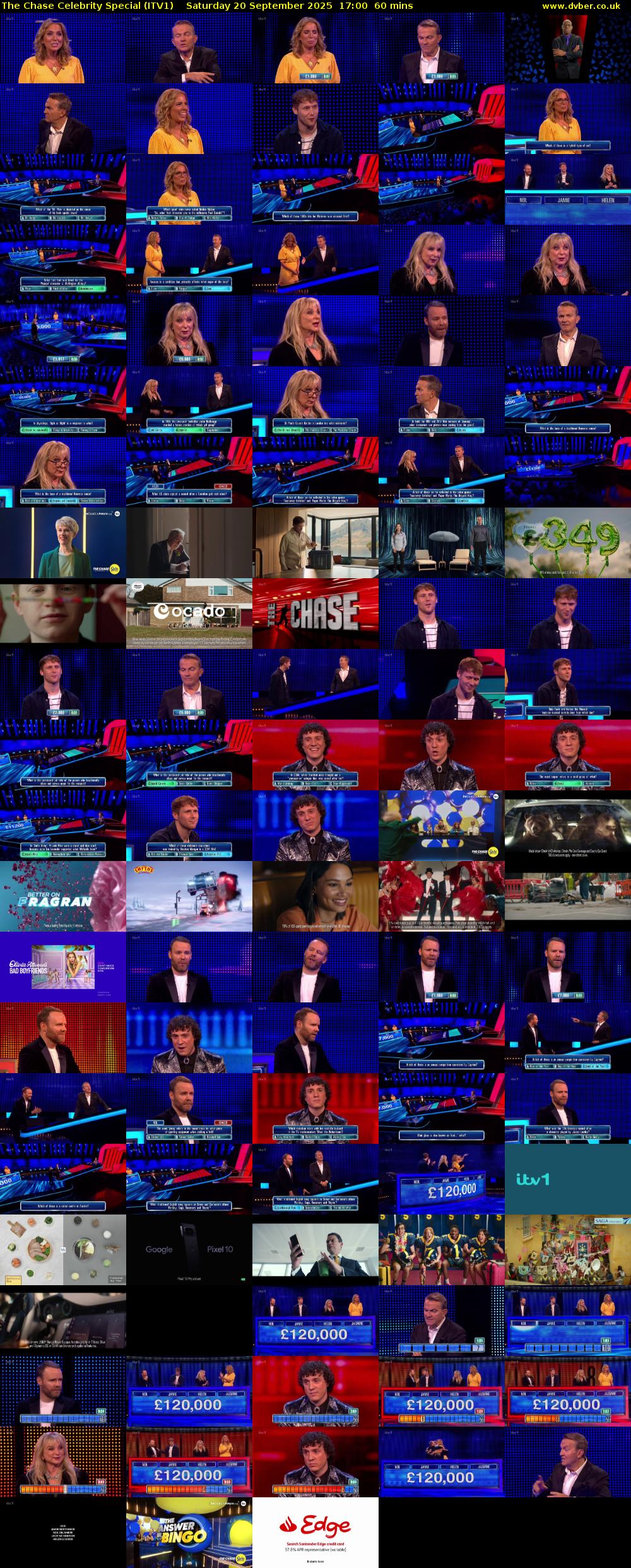 The Chase Celebrity Special (ITV1) Saturday 20 September 2025 17:00 - 18:00