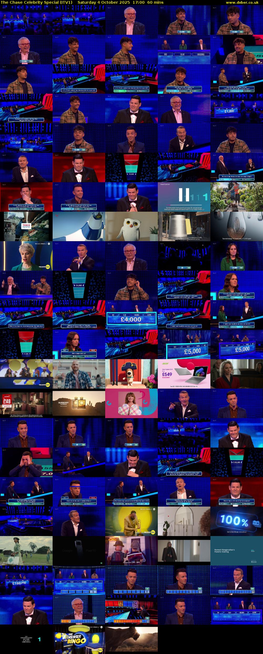 The Chase Celebrity Special (ITV1) Saturday 4 October 2025 17:00 - 18:00