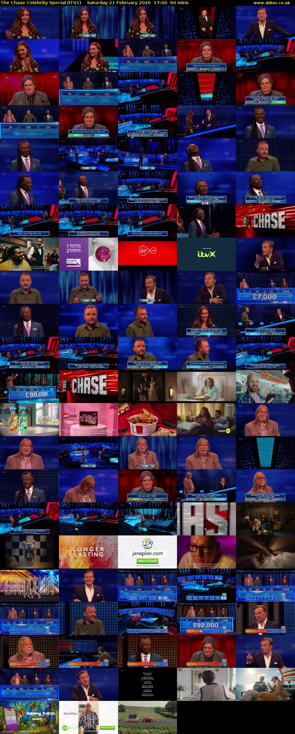 The Chase Celebrity Special (ITV1) Saturday 21 February 2026 17:00 - 18:00