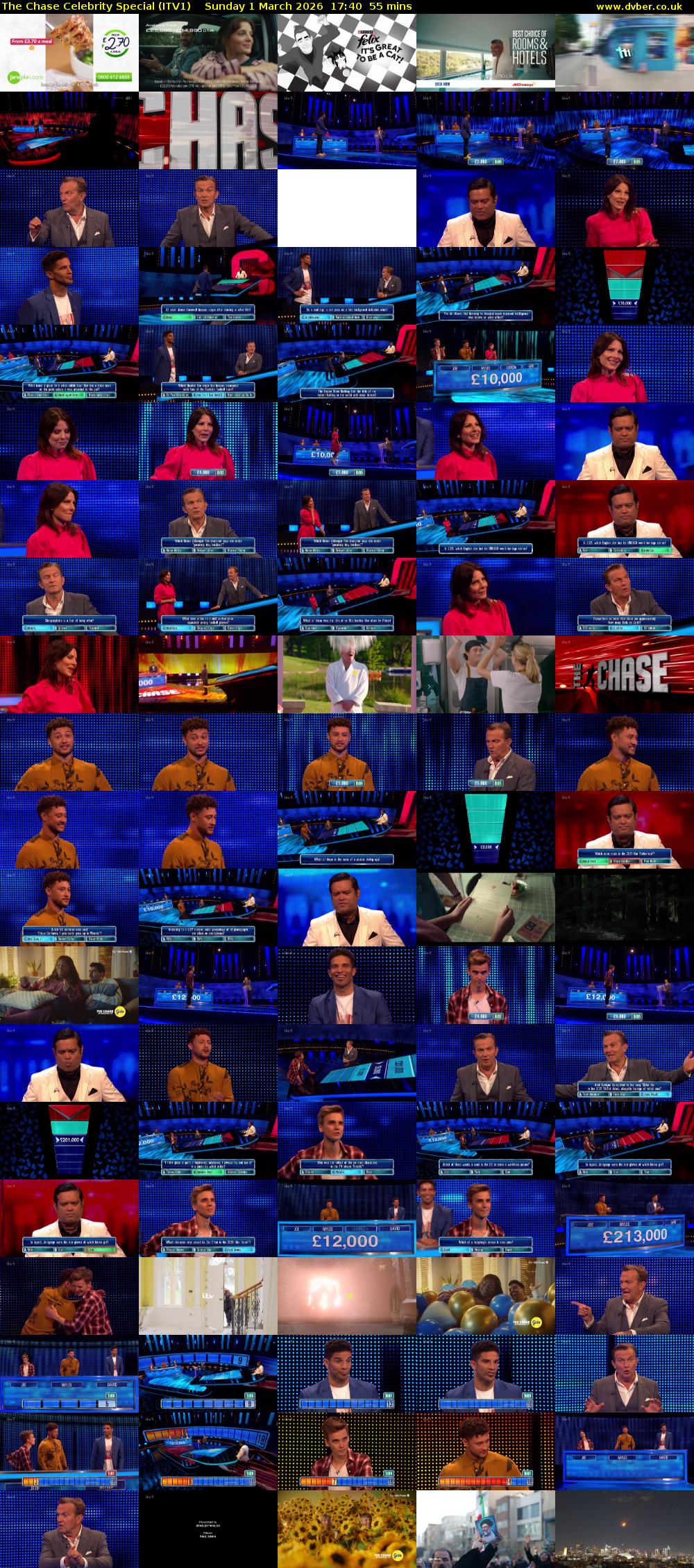 The Chase Celebrity Special (ITV1) Sunday 1 March 2026 17:40 - 18:35