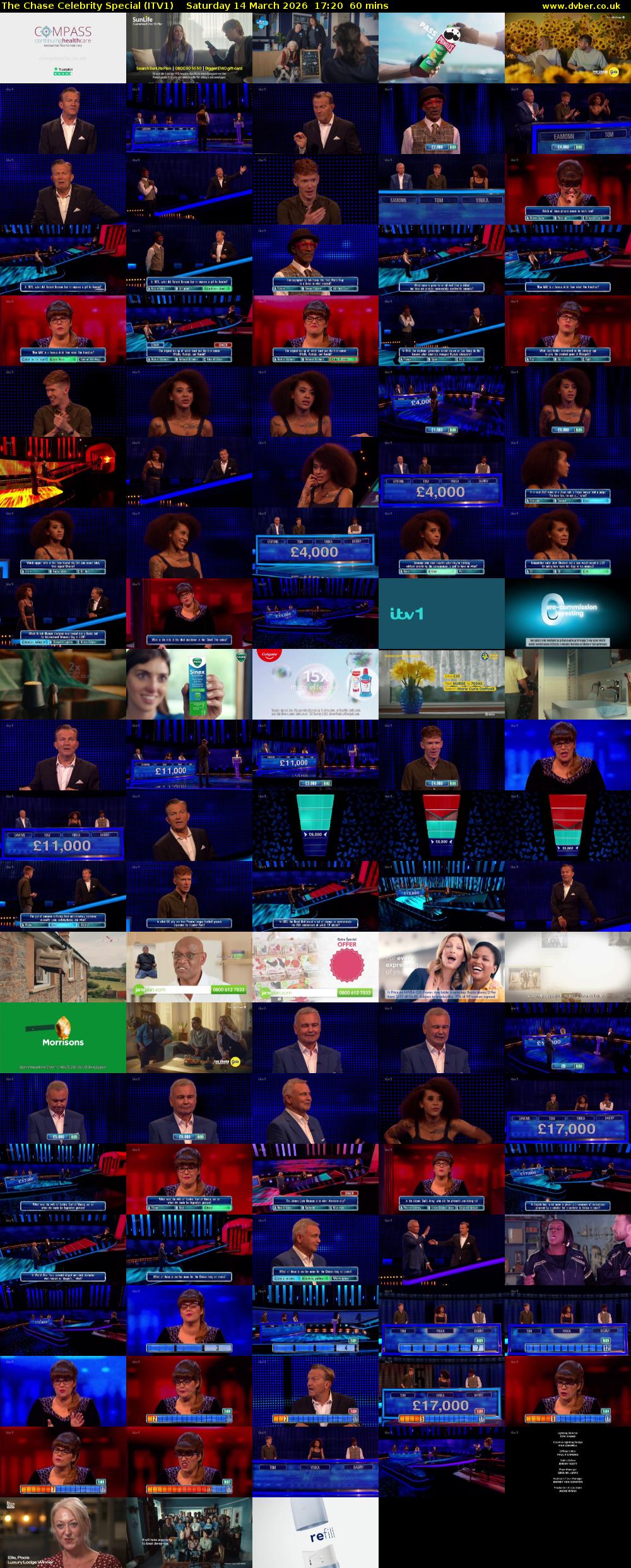 The Chase Celebrity Special (ITV1) Saturday 14 March 2026 17:20 - 18:20