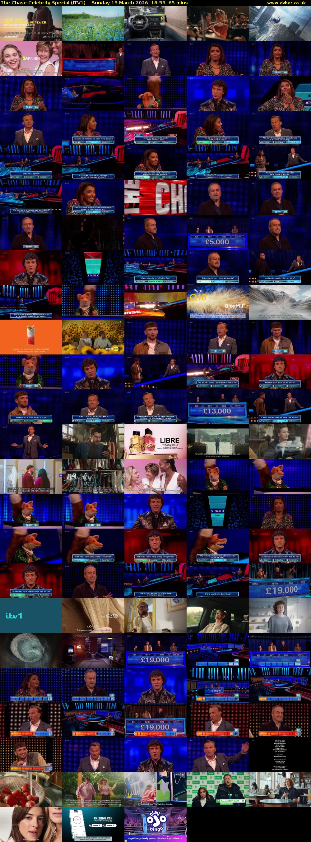 The Chase Celebrity Special (ITV1) Sunday 15 March 2026 18:55 - 20:00