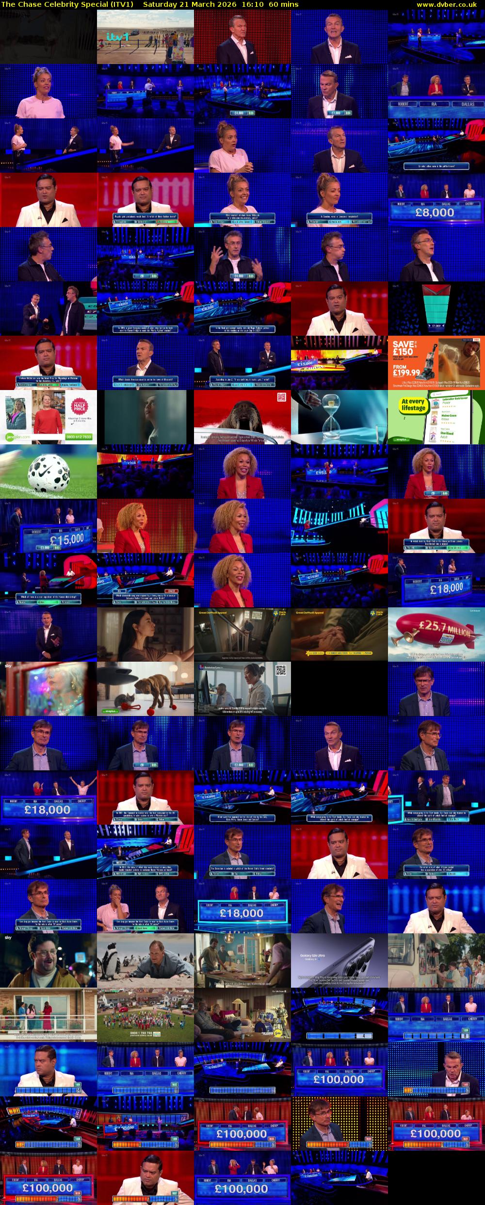 The Chase Celebrity Special (ITV1) Saturday 21 March 2026 16:10 - 17:10