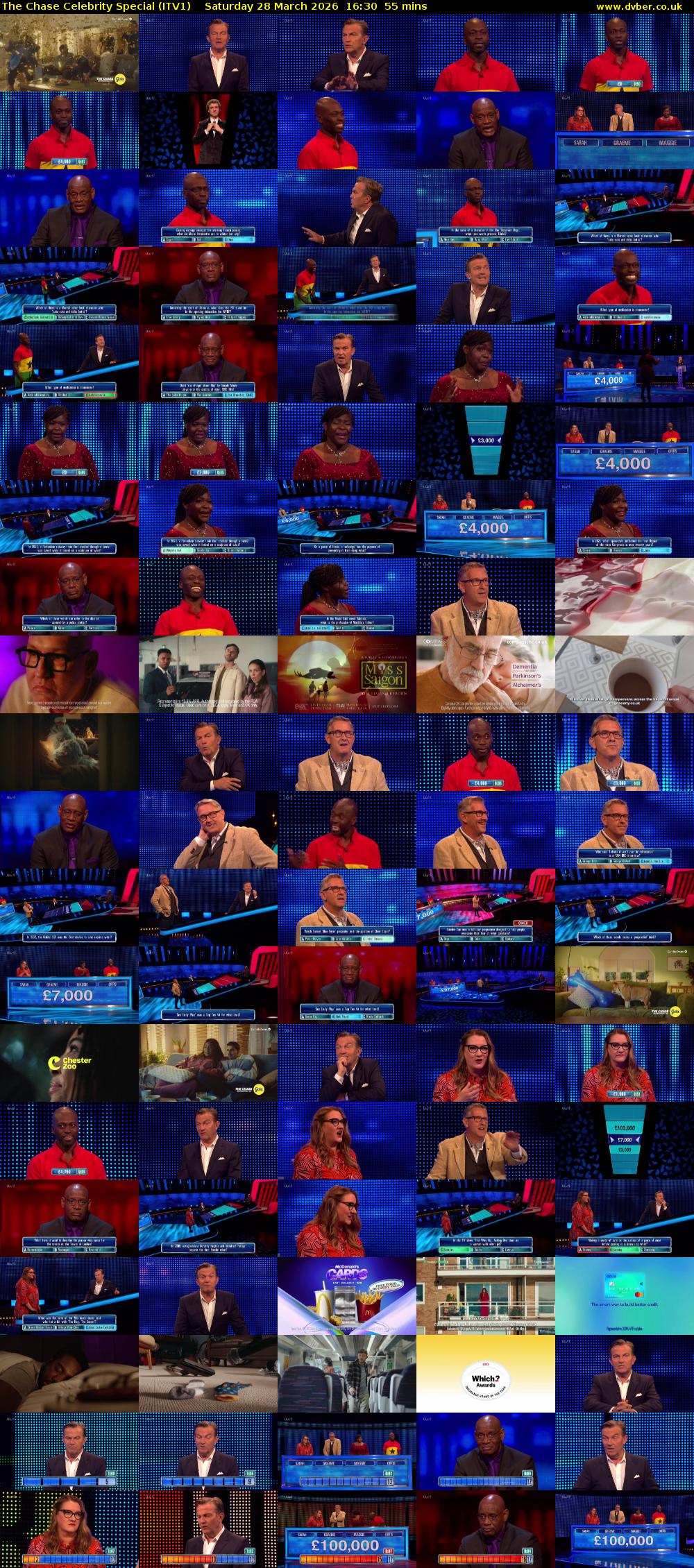 The Chase Celebrity Special (ITV1) Saturday 28 March 2026 16:30 - 17:25